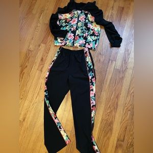 Boston Proper XS windbreaker Hibiscus floral track suit zip up jacket